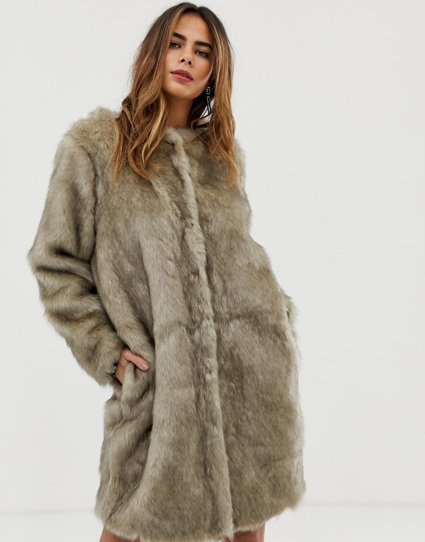 Liquorish faux fur longline coat