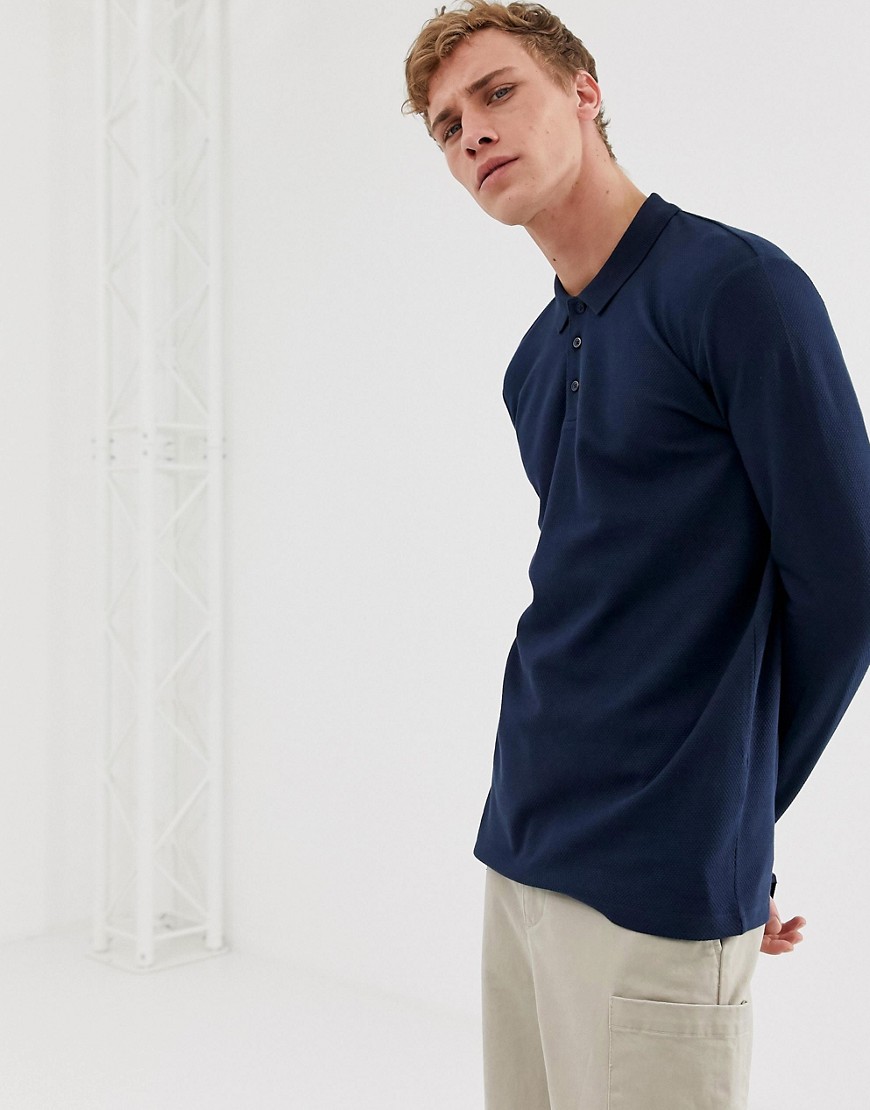 Selected Homme long sleeve polo shirt in organic cotton