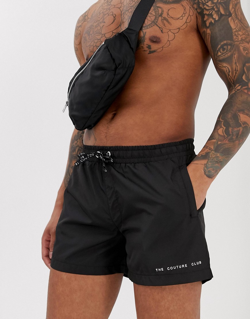The Couture Club swim shorts with logo in black