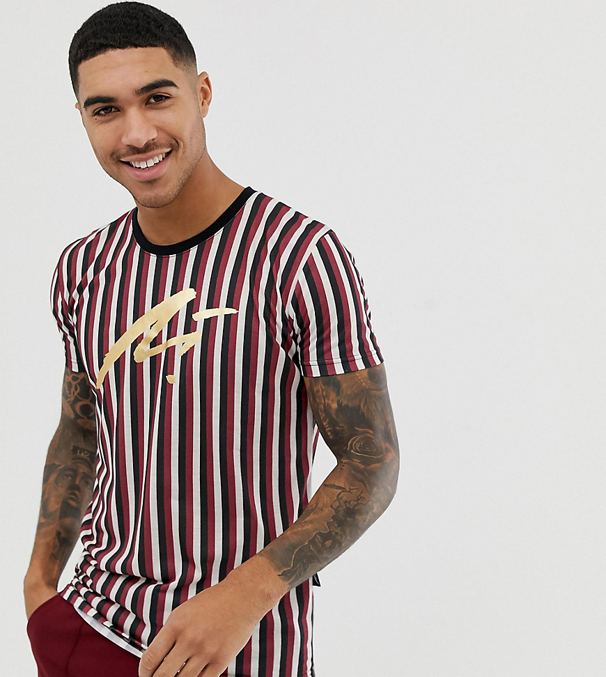 Mauvais muscle logo t-shirt in red stripe