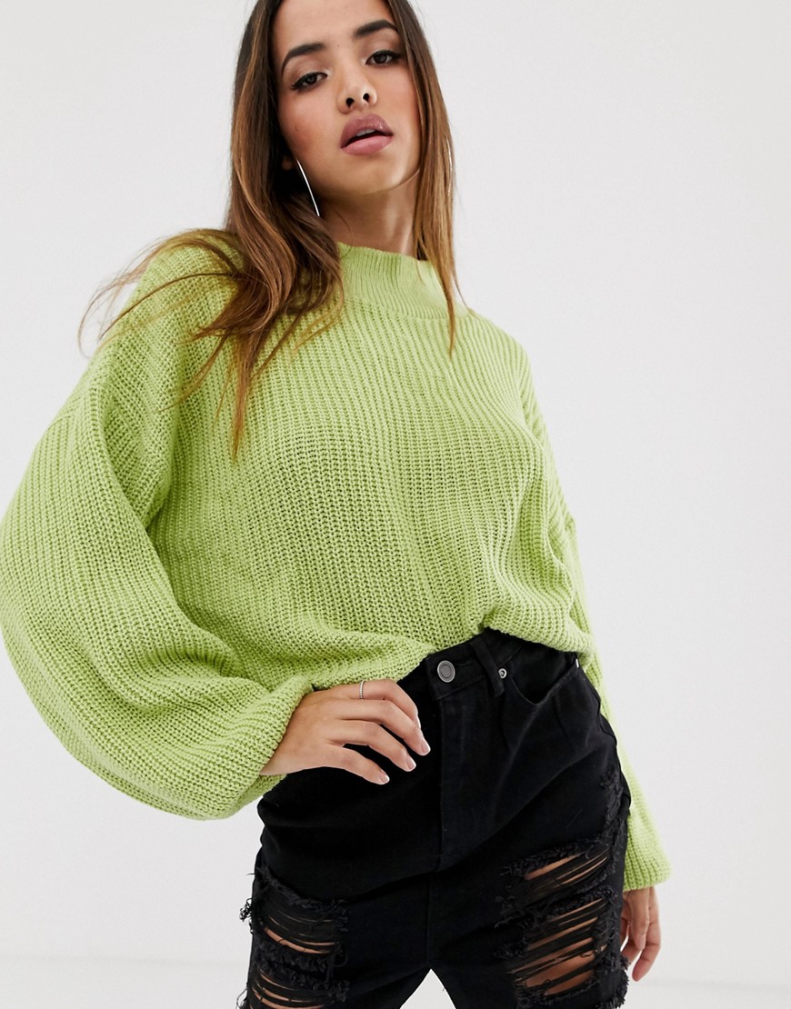 In The Style Cropped Balloon Sleeve Jumper