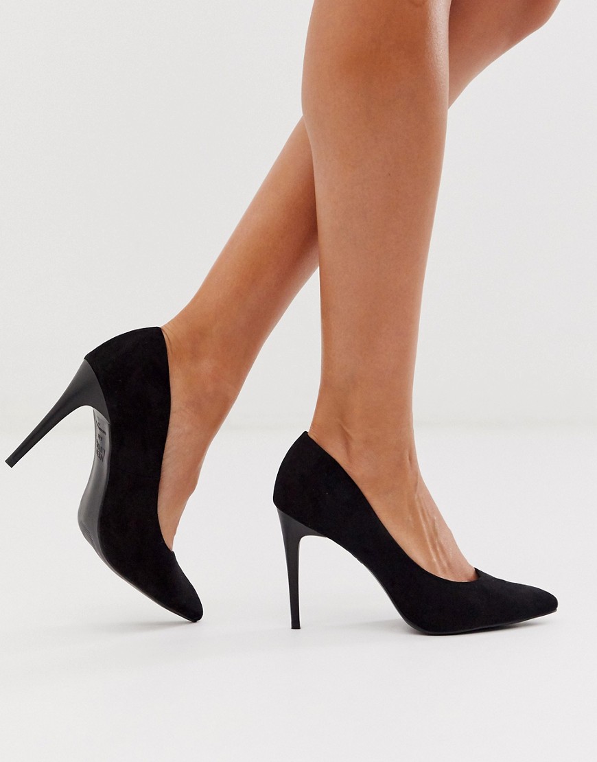 New Look faux suede court shoes in black