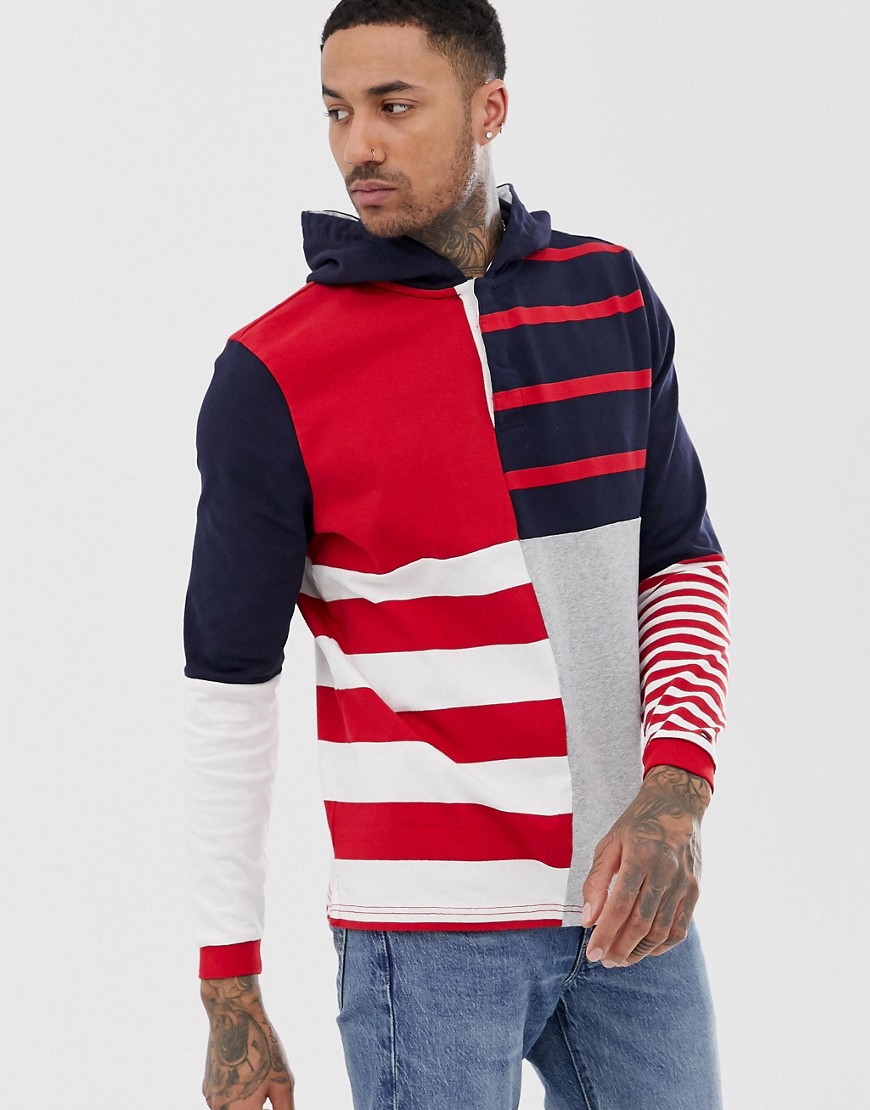 Tommy Hilfiger relaxed stripe hooded rugby shirt