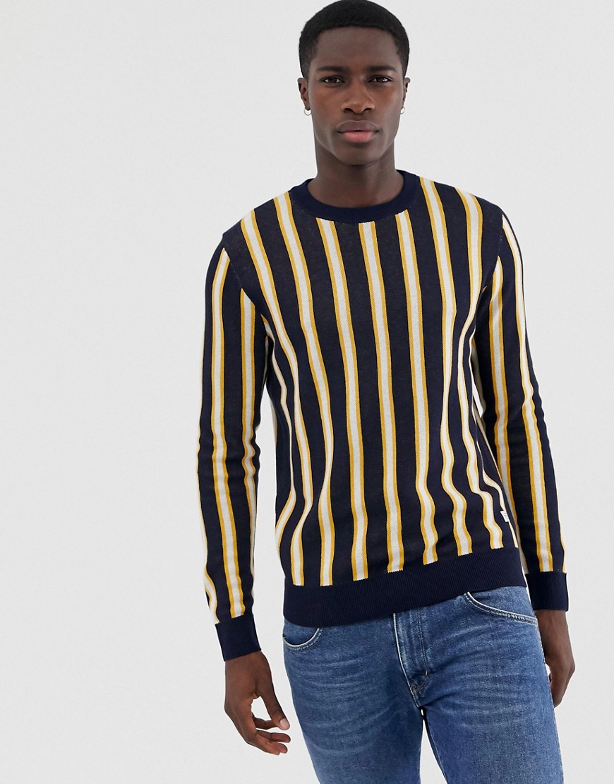 Jack & Jones Originals knitted jumper with vertical stripe in navy