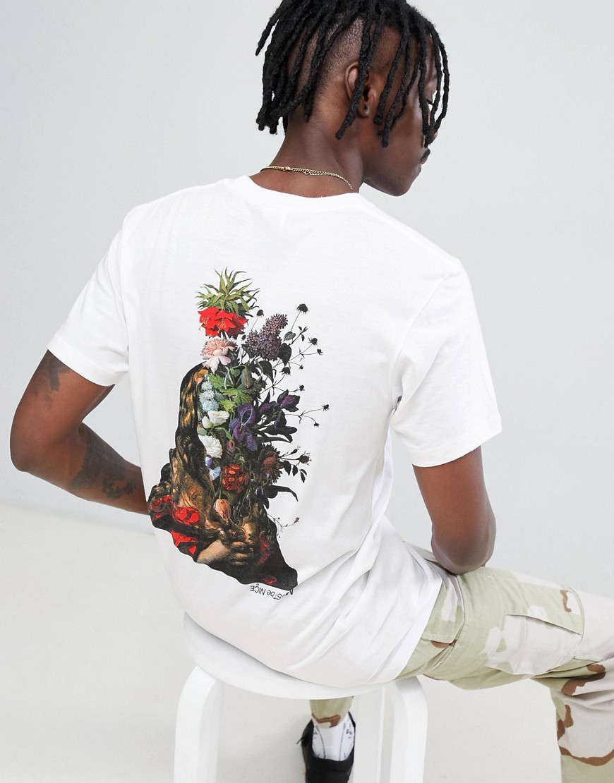 RIPNDIP t-shirt with bouquet back print in white - White