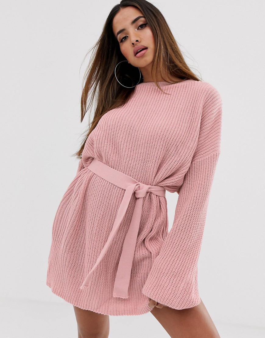 In The Style Belted Oversized Jumper Dress
