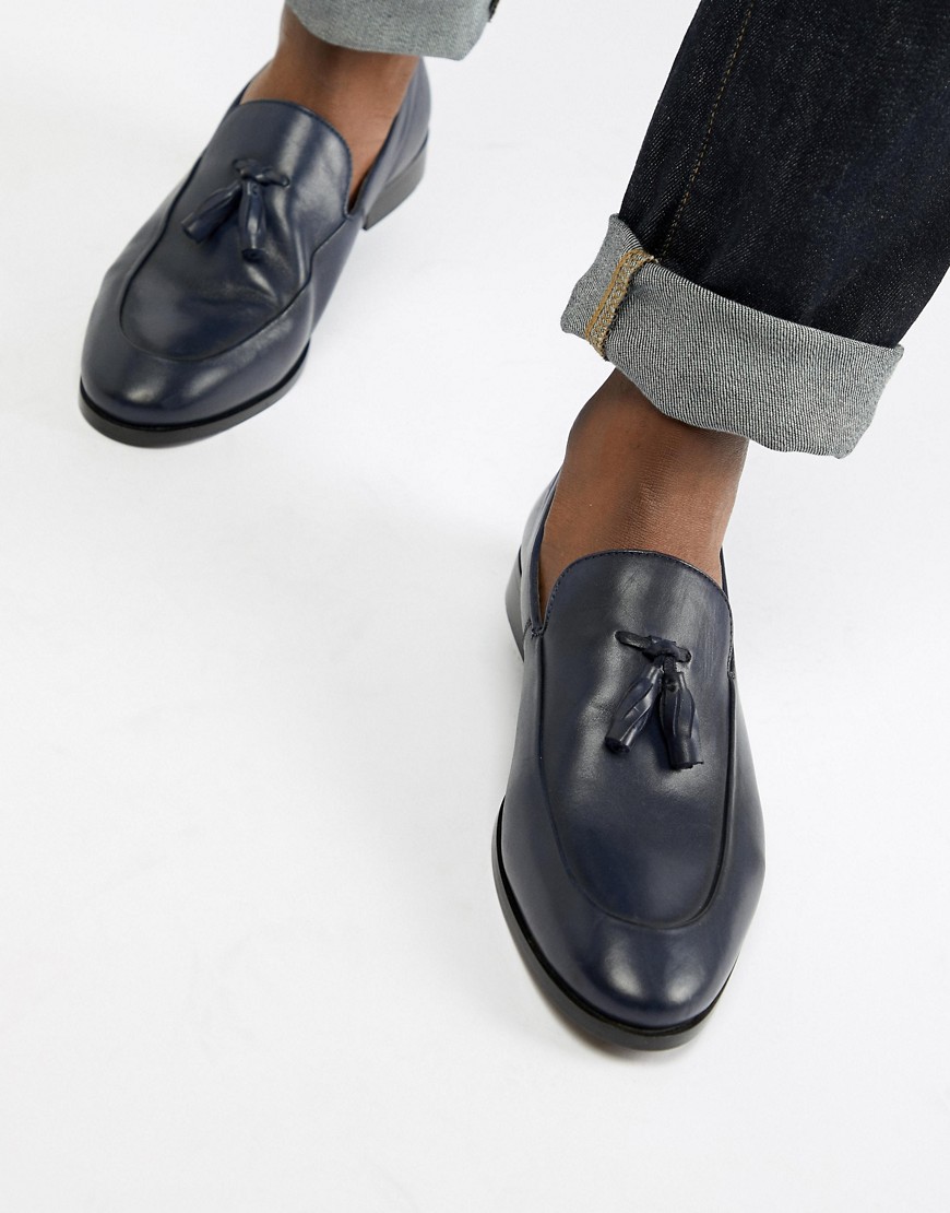Zign tassel loafers in navy leather