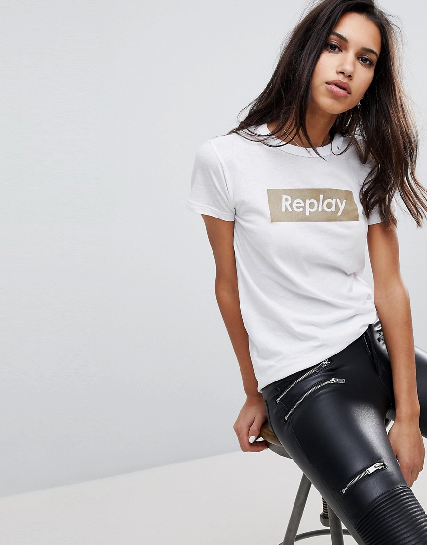 Replay Gold Logo T-Shirt - White