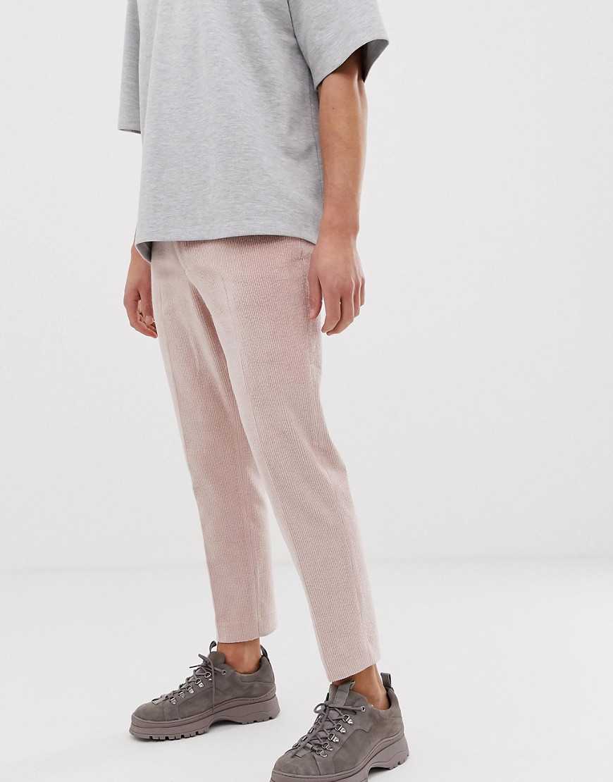 ASOS DESIGN skinny crop smart trouser in pink cord