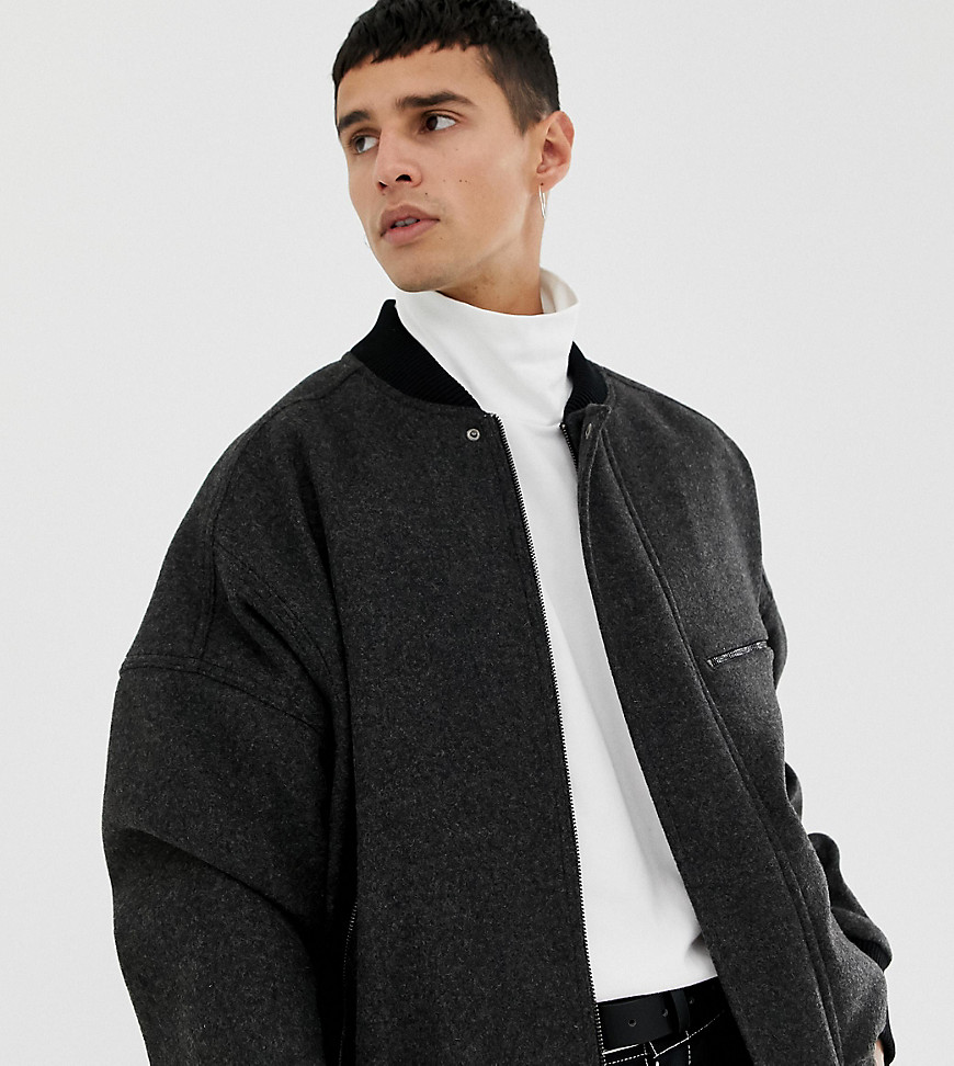 Noak oversized wool bomber jacket in grey wool mix
