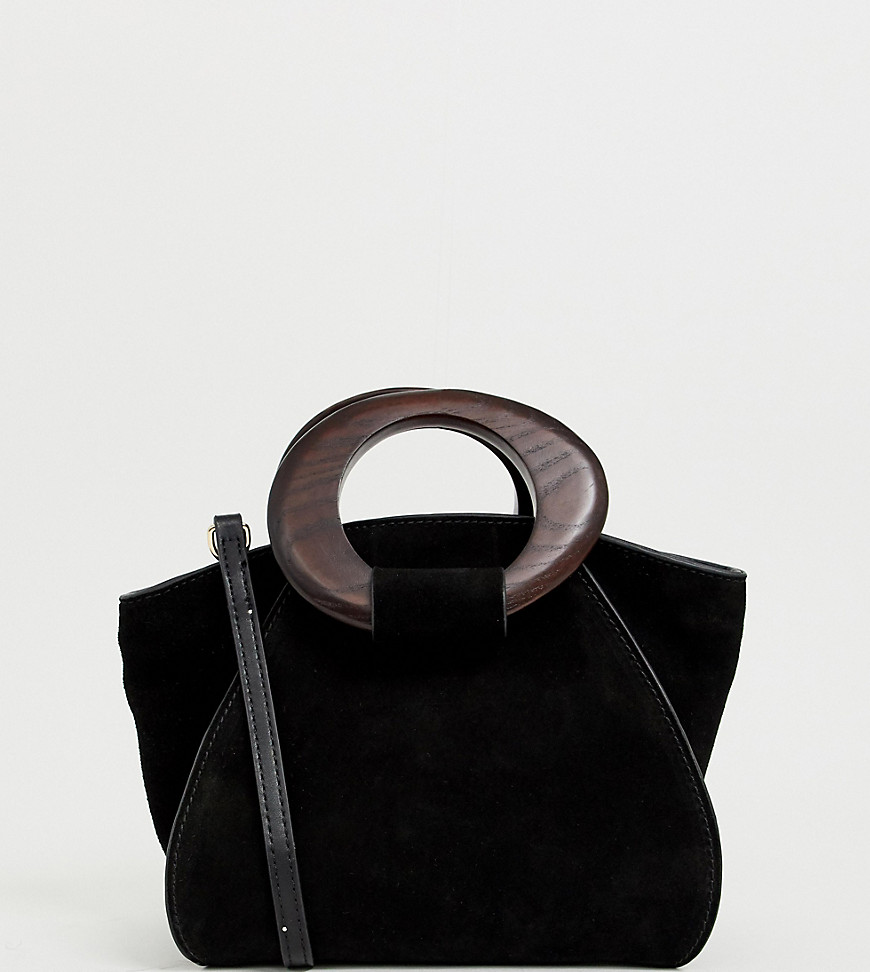 Mango suede top handle bag in black
