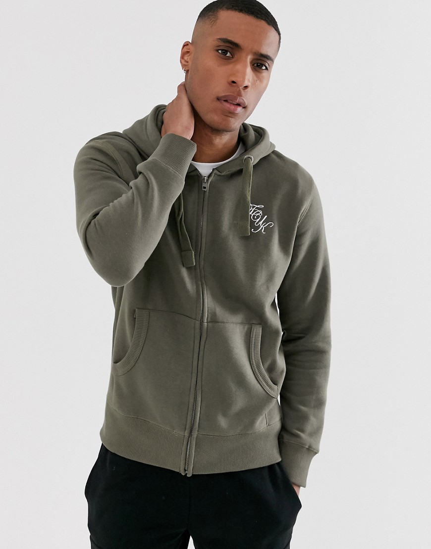 French Connection logo zip through hoodie