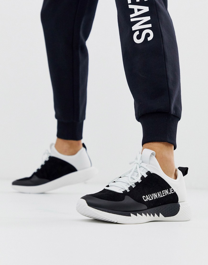 Calvin Klein Angus logo trainers in black and white