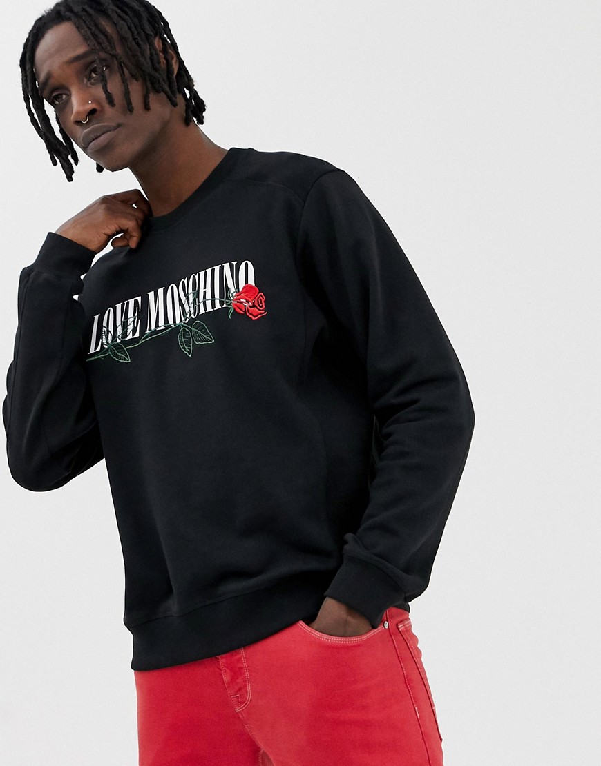 Love Moschino rose logo sweatshirt in black