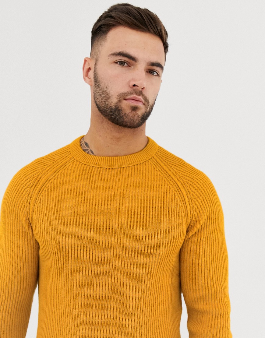 Jack & Jones Originals crew neck knitted jumper in yellow
