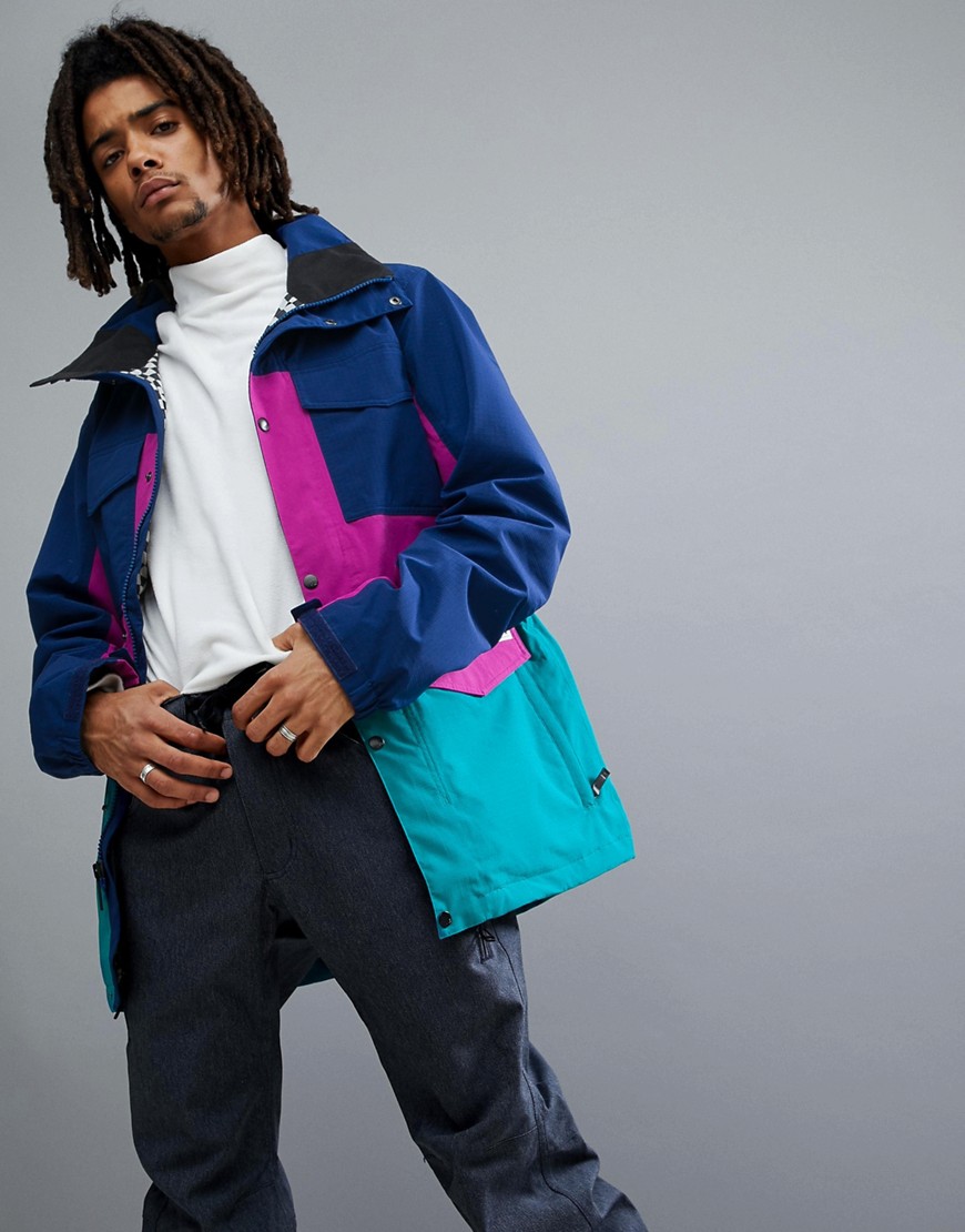 Analog Tollgate Ski Jacket in Purple/Blue/Pink - Deflate gate/blue