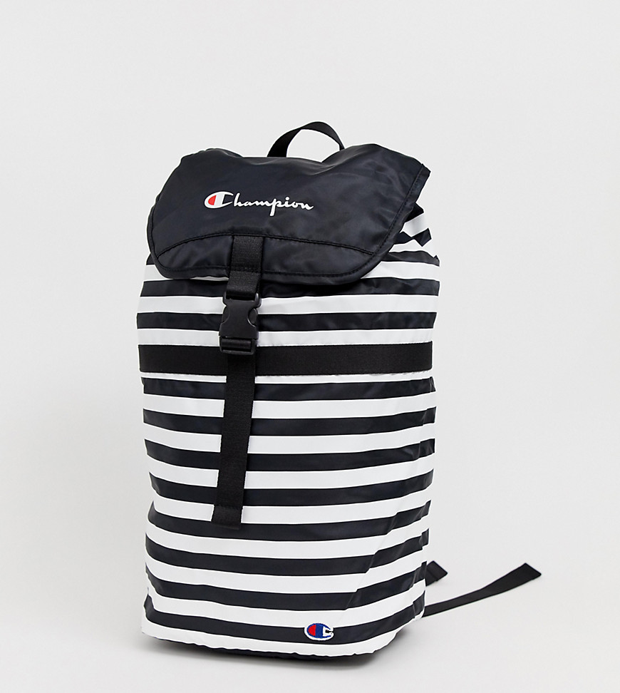 Champion Fold Top Backpack in Monochrome stripes