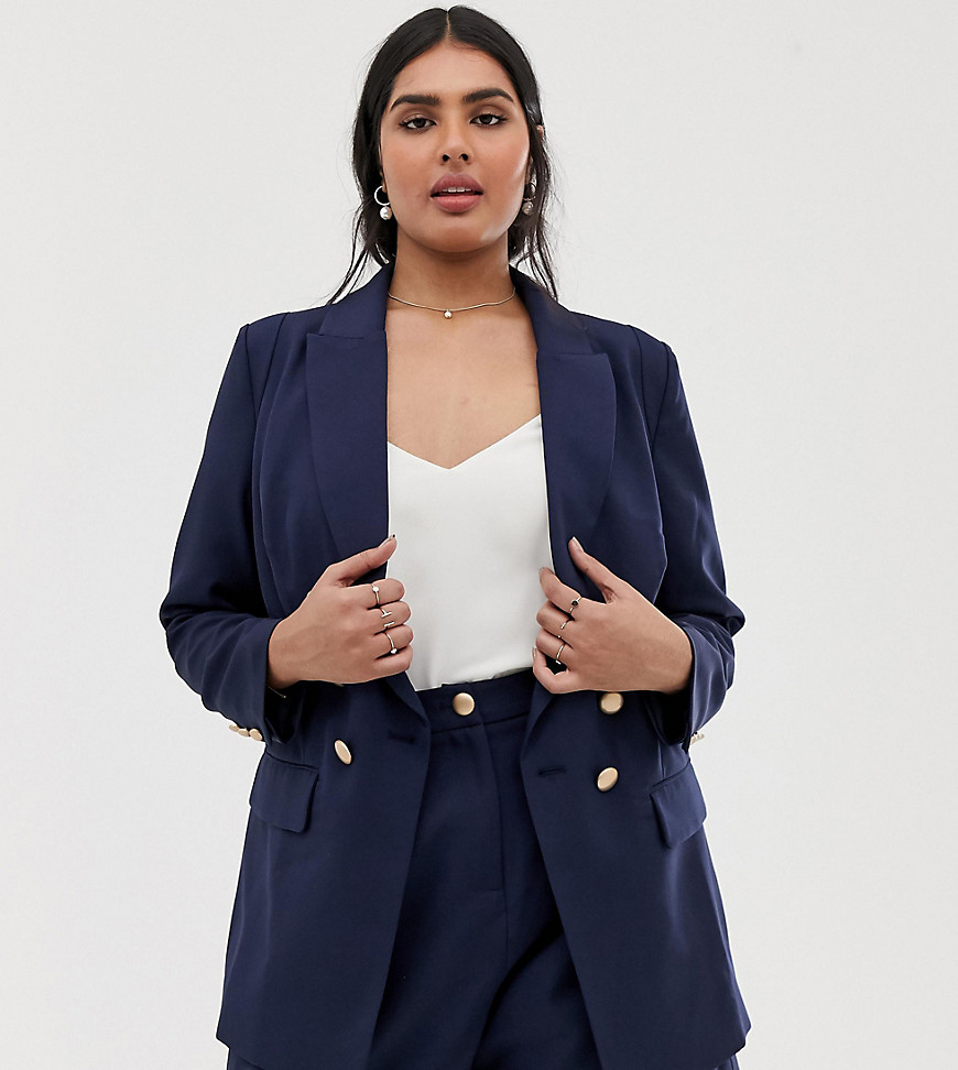 Lovedrobe double breast blazer co-ord with button detail in navy