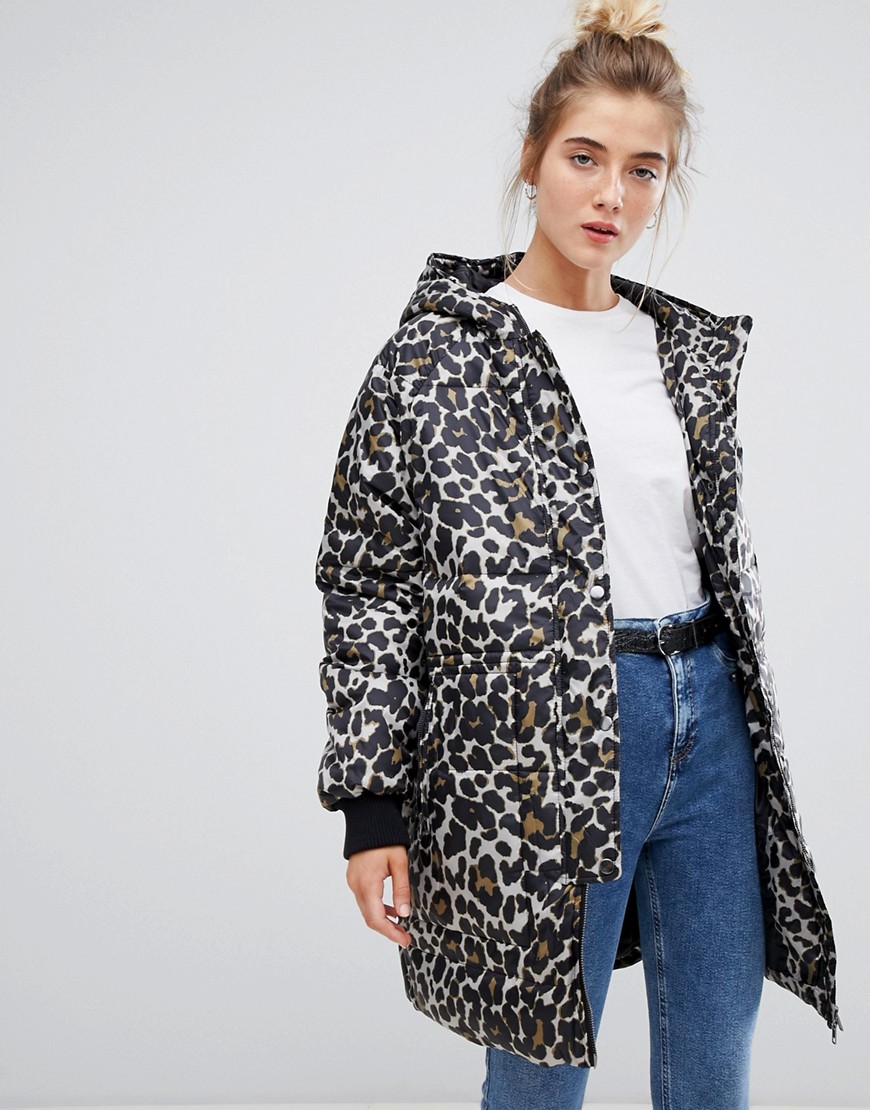 Soaked In Luxury Leopard Print quilted Jacket