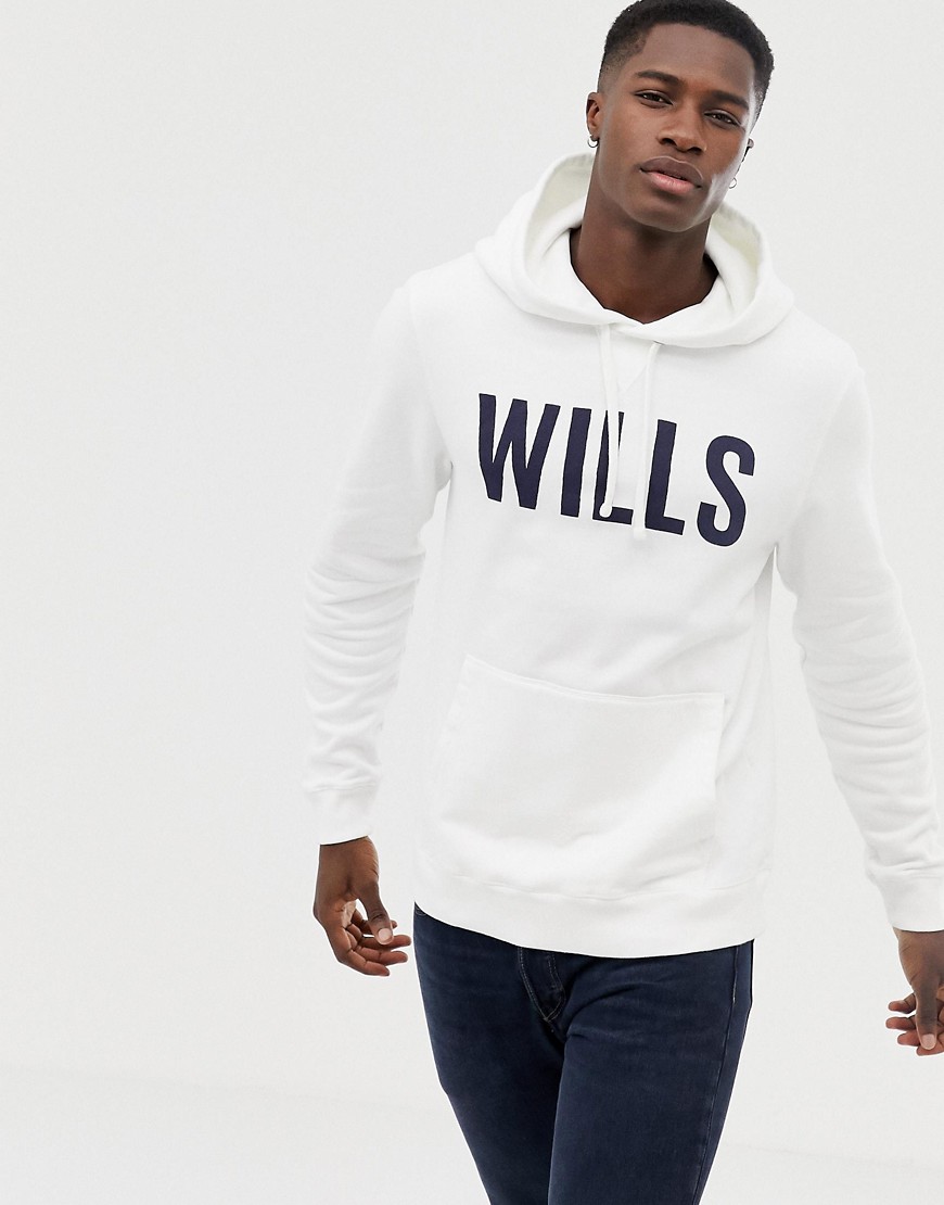 Jack Wills Batsford large logo hoodie sweat in white