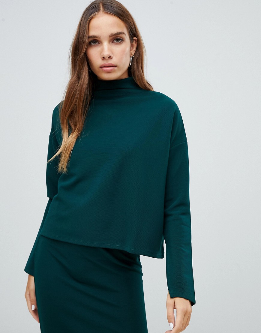 Noisy May high neck top with fine rib