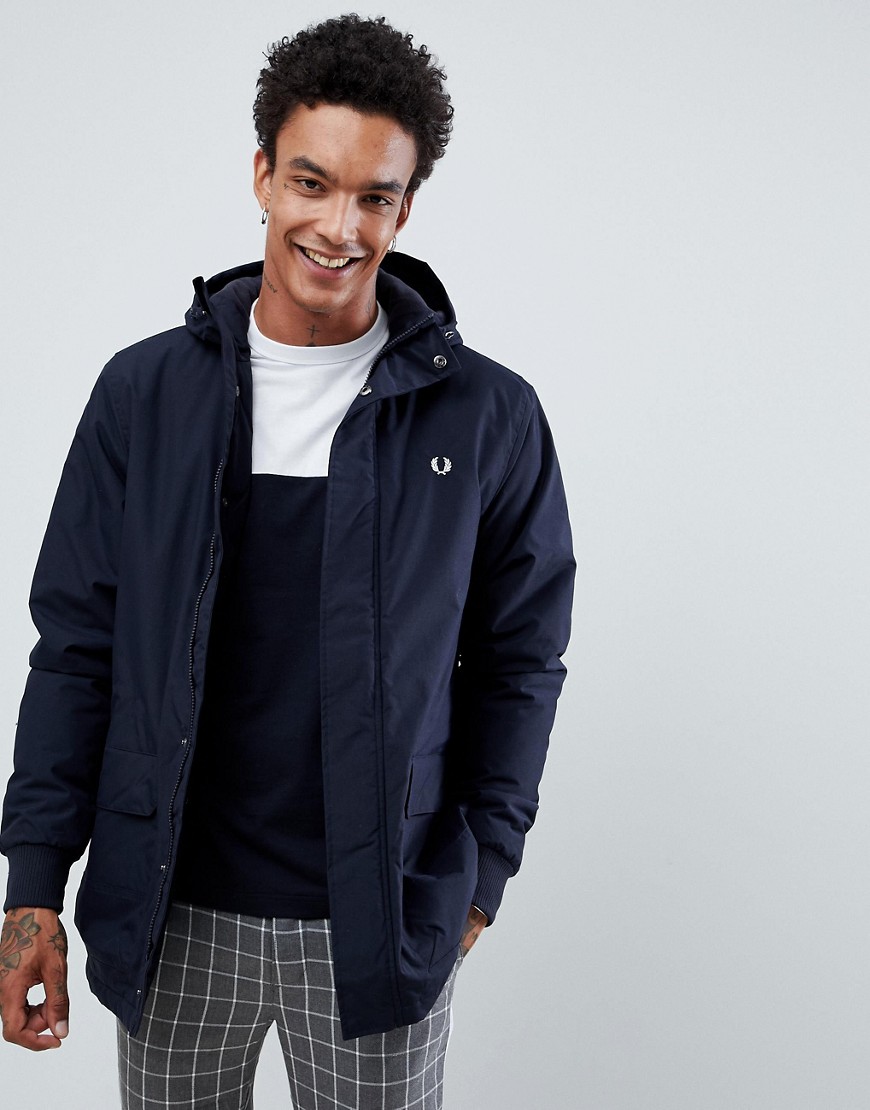 Fred Perry Stockport hooded parka jacket in navy
