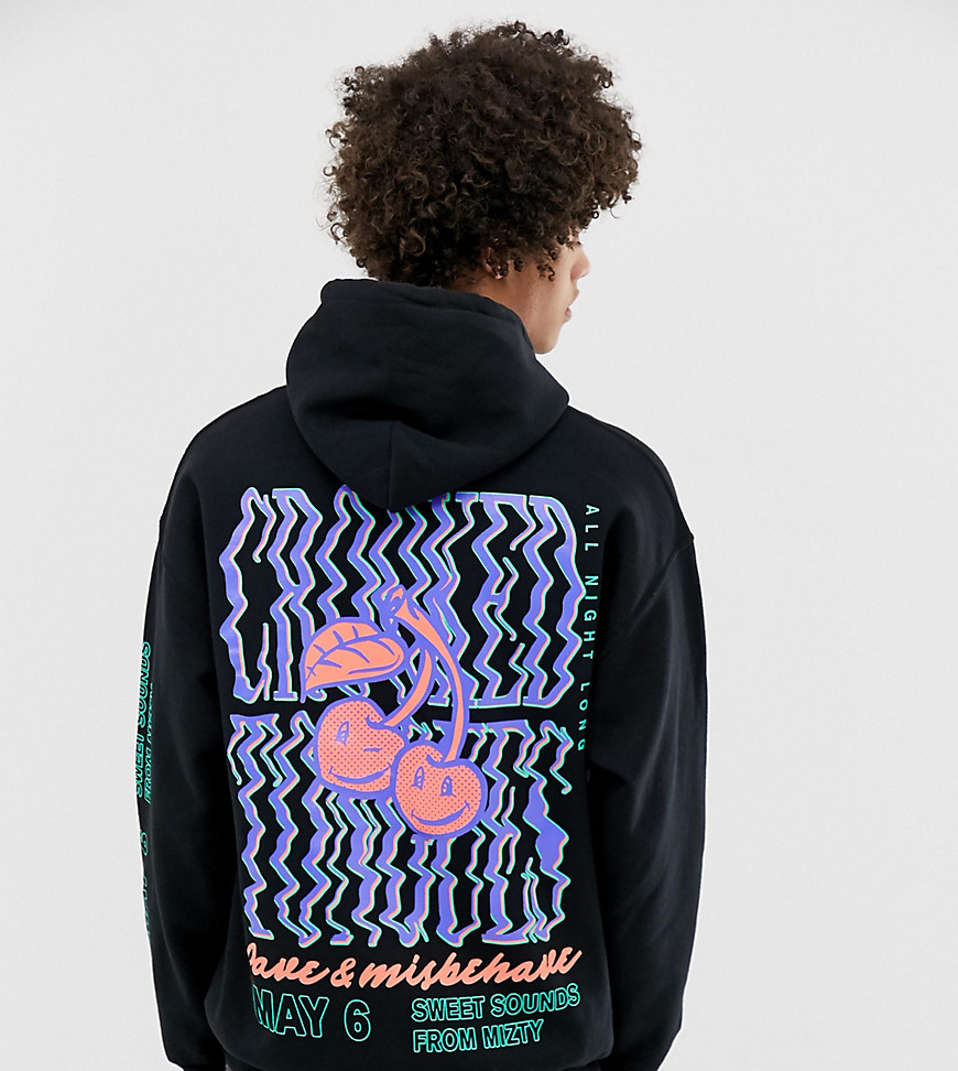Crooked Tongues oversized hoodie with cherry rave print