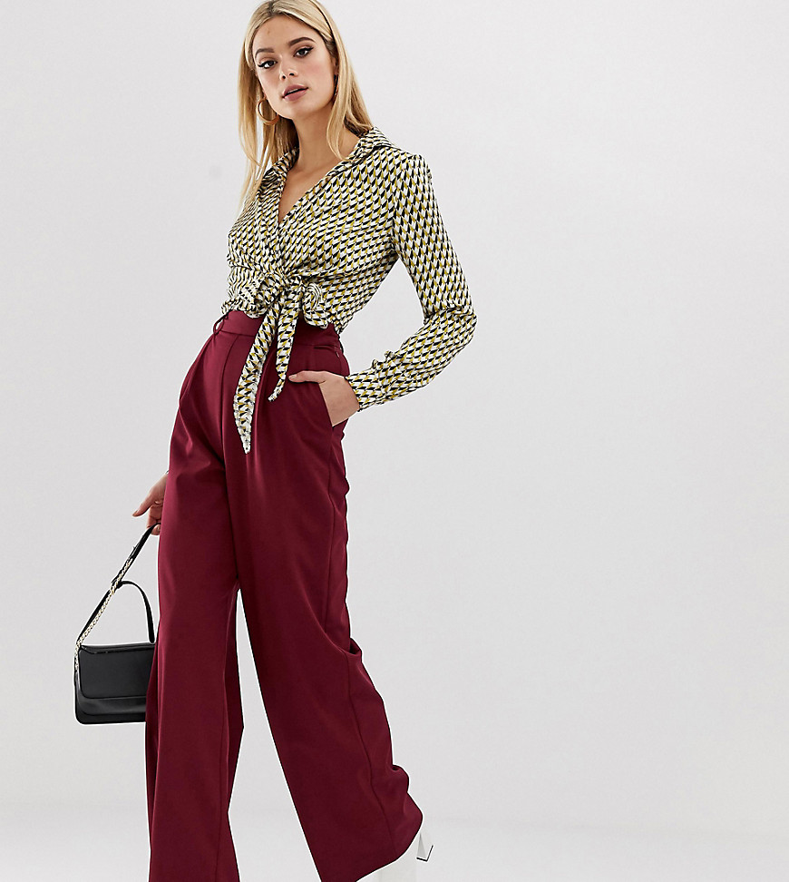 ASOS DESIGN Tall wide leg trousers with pleat detail