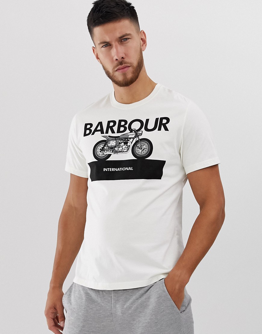 Barbour International Rider large logo t-shirt in off white