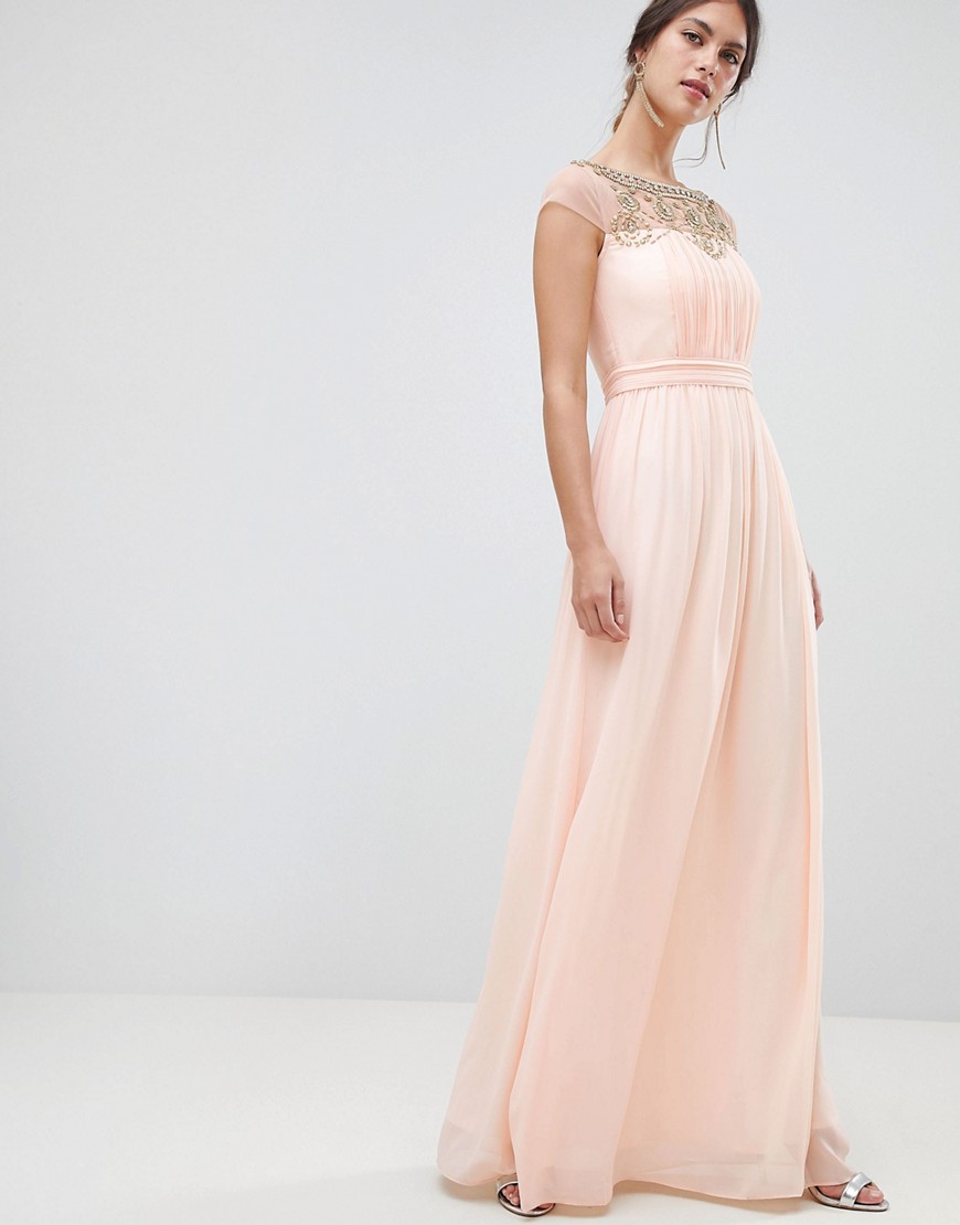 Minuet Pleated Maxi Dress With Embellished Detail
