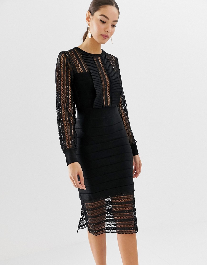 French Connection lace bodycon dress - Black