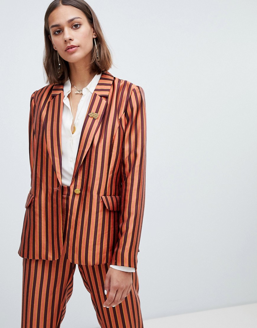 Maison Scotch shiny striped suit blazer