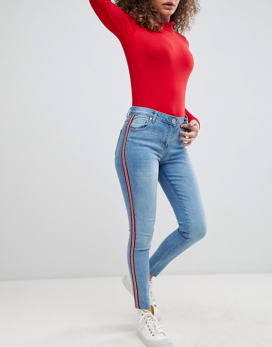 Parisian Cropped Skinny Leg Jeans With Side Stripes