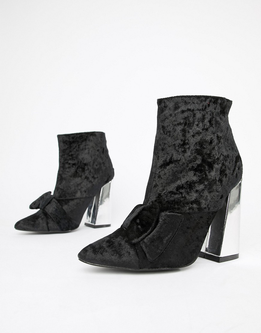 Glamorous velvet heeled ankle boots
