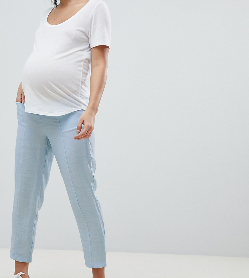 Фактурные льняные брюки ASOS Maternity - Синий 