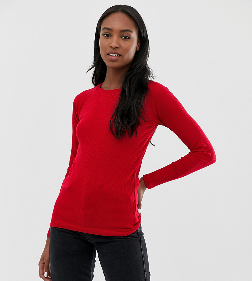 Brave Soul Tall selina long sleeve top in rib