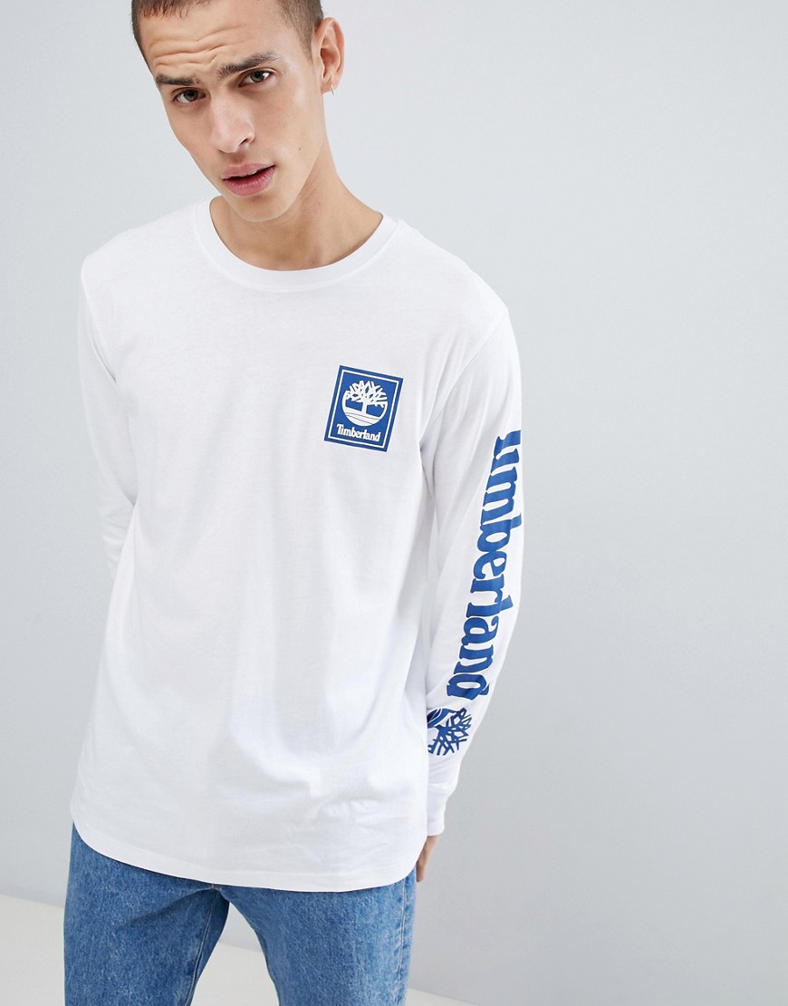 Timberland sLeeve logo long sLeeve top in white
