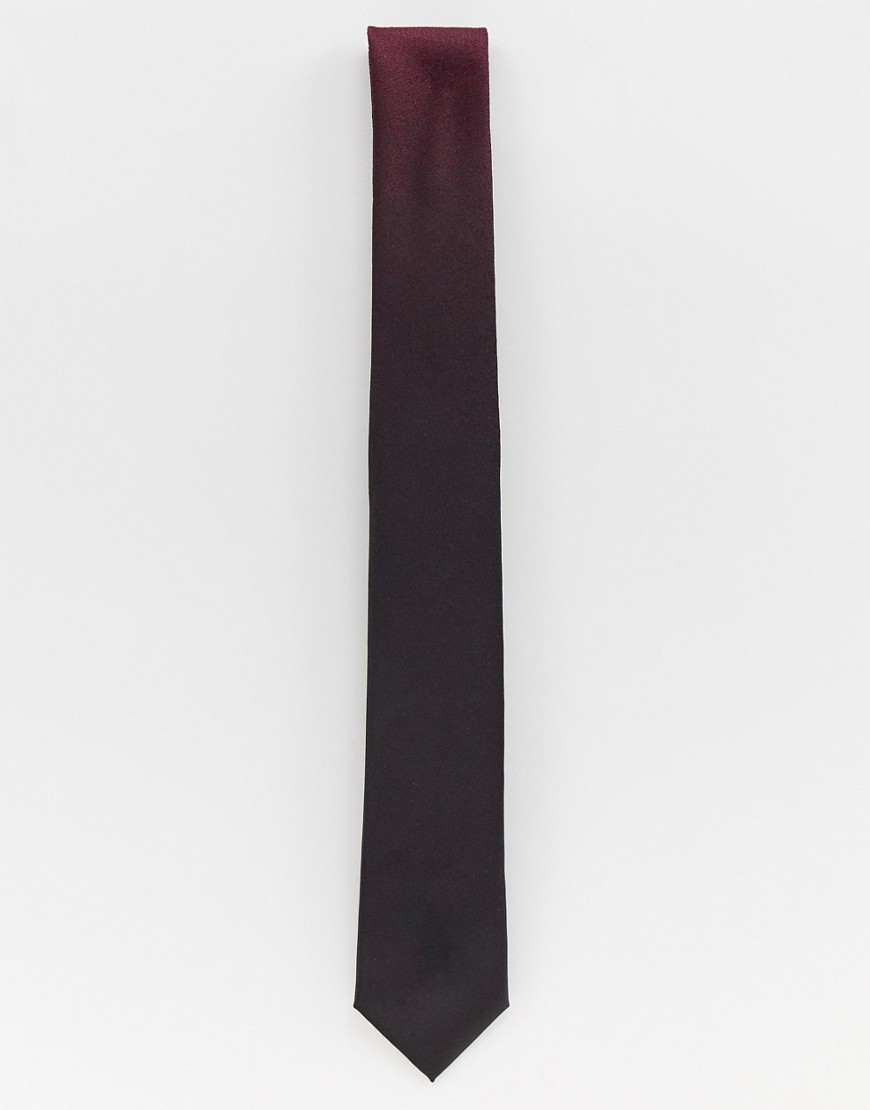 Moss London tie with fade in burgundy