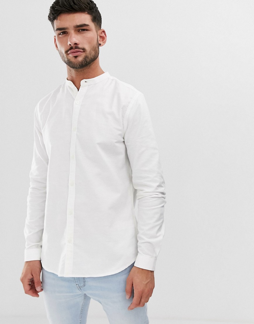 New Look Shirt With Grandad Collar In White | ModeSens