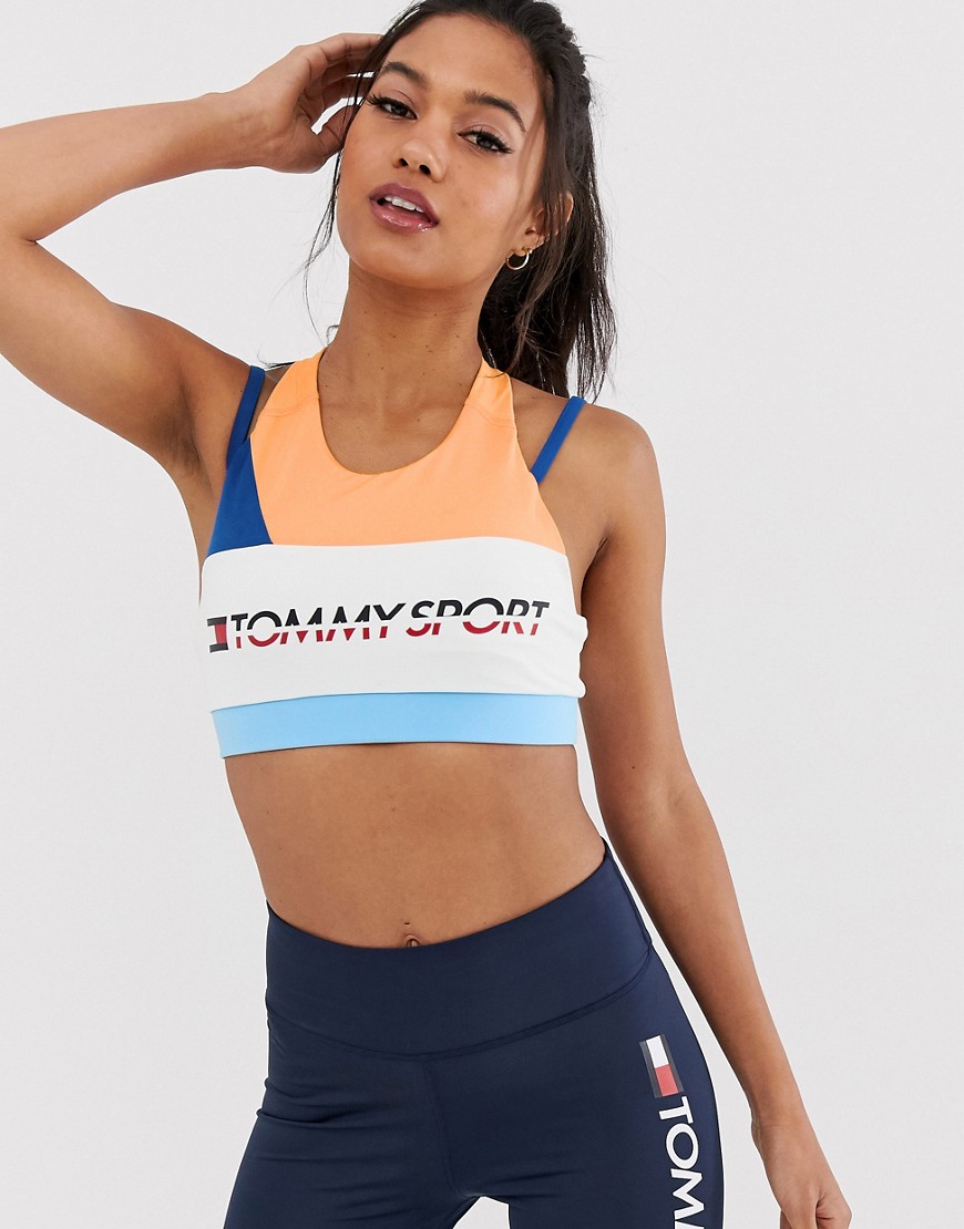 Tommy Hilfiger Sport medium support logo bra in multicolour