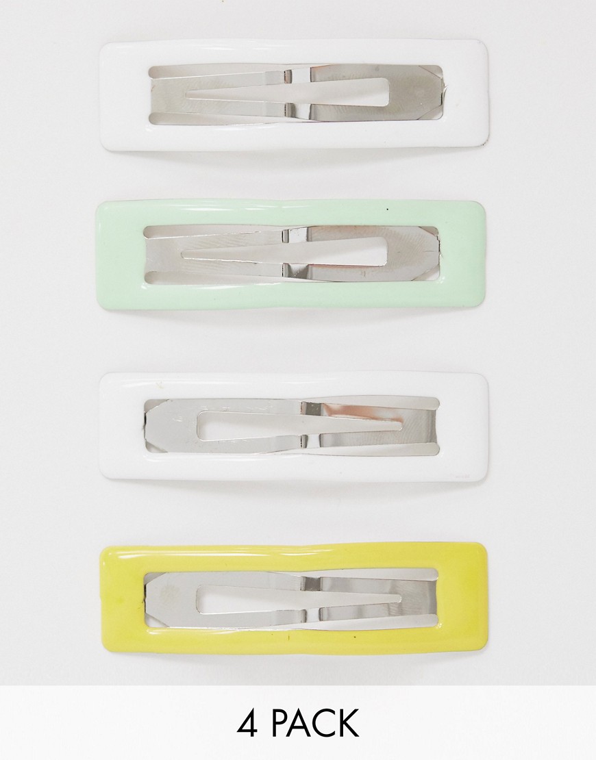 ASOS DESIGN pack of 4 snap hair clips in mixed colours