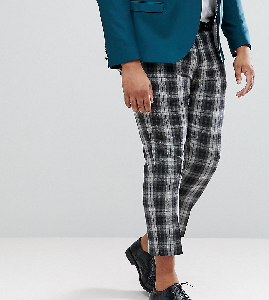 Noose & Monkey PLUS Tapered Cropped Check Trouser