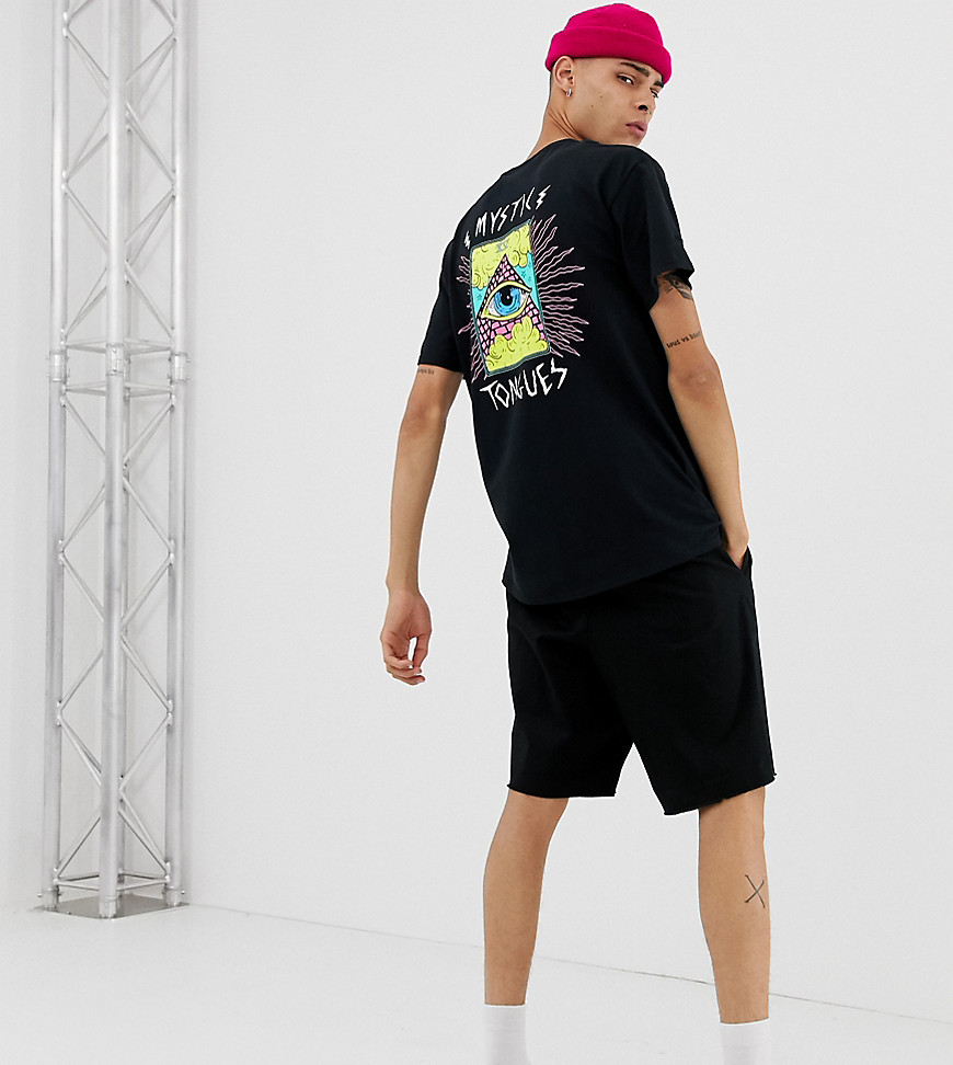 Crooked Tongues oversized t-shirt in black with mystic back print - Black