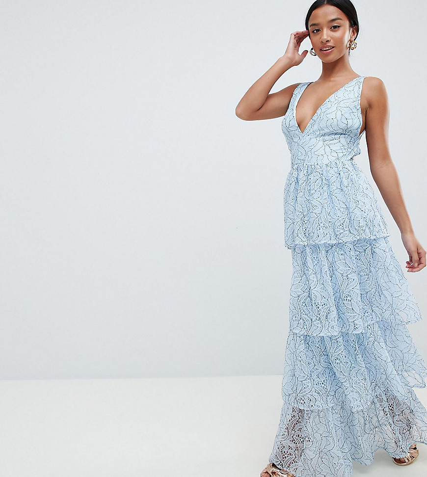 Missguided Petite exclusive petite lace tiered maxi dress