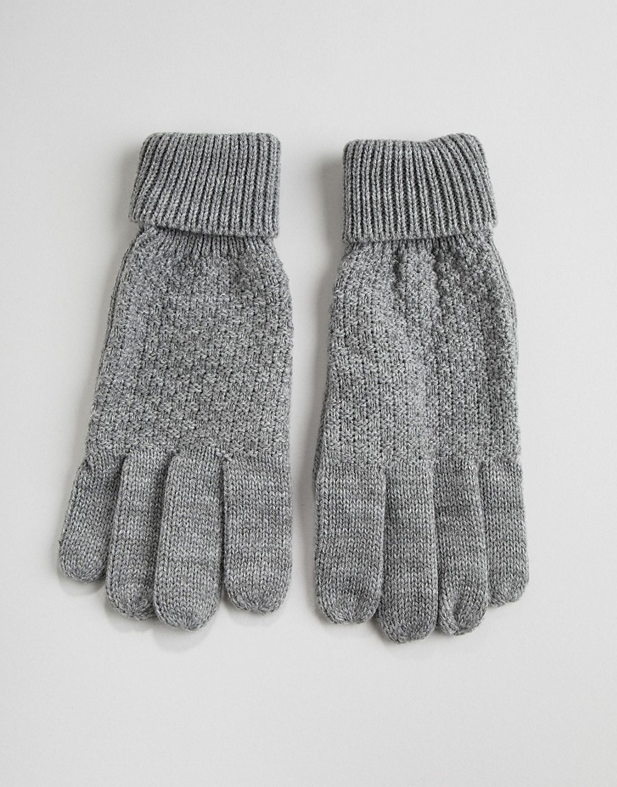 Boardmans Finley Cable Knit Gloves In Grey