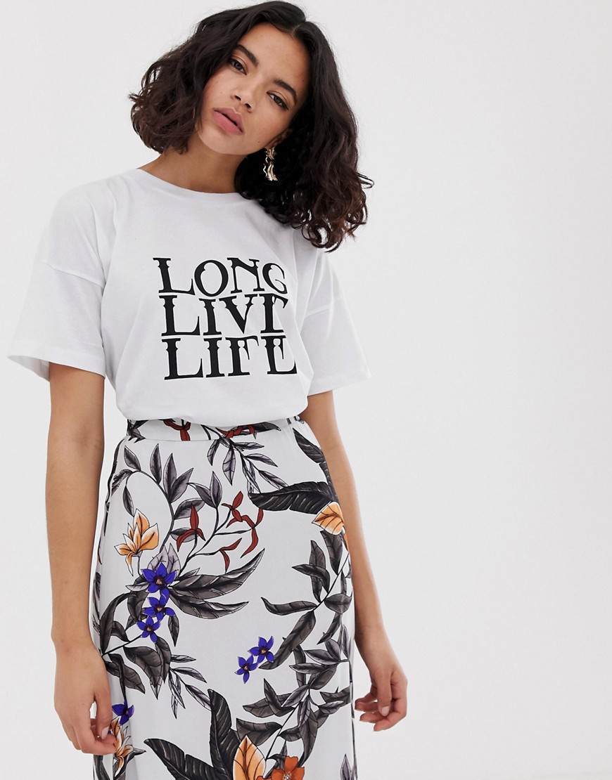 Gestuz Long Live Life slogan t-shirt