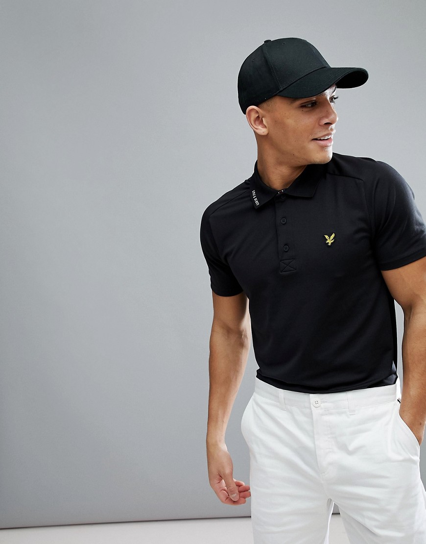 Lyle & Scott Golf Hawick Tech Polo Shirt In Black - True black