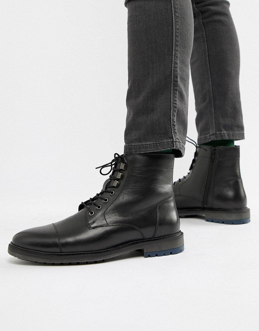 KG by Kurt Geiger Ross Cleat Sole Toe Cap Leather Boots