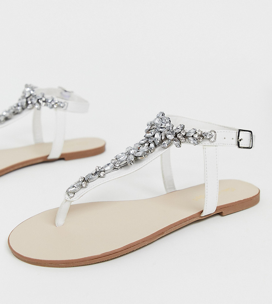 Miss Selfridge toe post sandals with embellishment in white