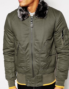 Superdry | Superdry Aviator Bomber With Faux Fur Collar at ASOS